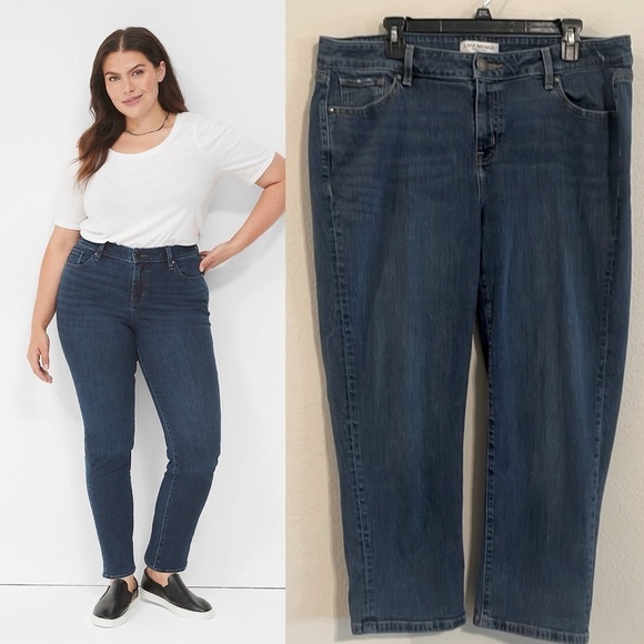 Lane Bryant Women's Relaxed Fit Ankle Jeans Size 16 Blue Medium Wash High Waist - Picture 1 of 16